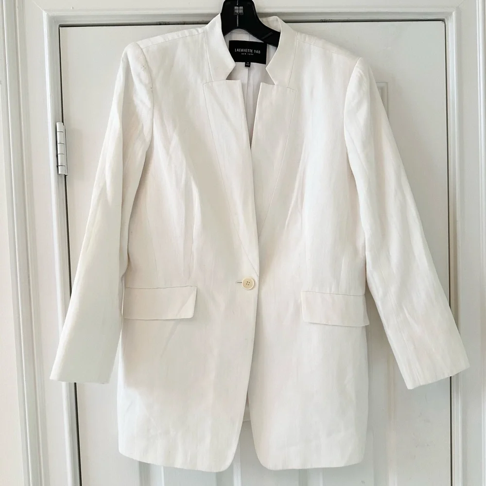 Lafayette 148 New York Blazer - Cream / White - Picture 4 of 8